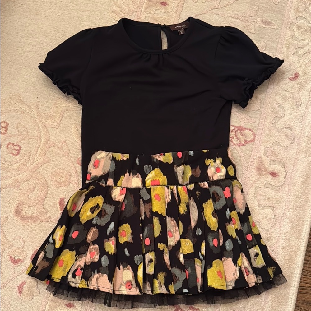 Black Top and Floral Skirt